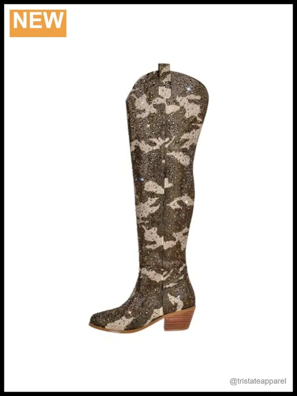Women's Rhinestone Embellished Cowboy Boots Sparkly Wide Calf Over Knee